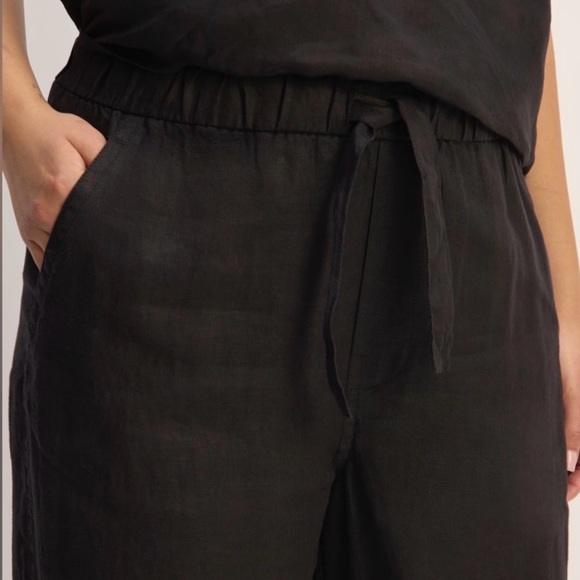 Everlane black linen pull-on barrel pants - Picture 3 of 6
